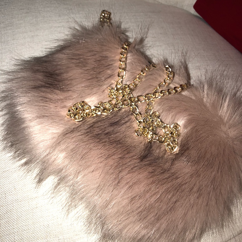 Fur dressy purse with gold chain